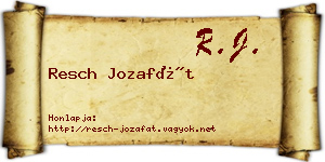 Resch Jozafát névjegykártya